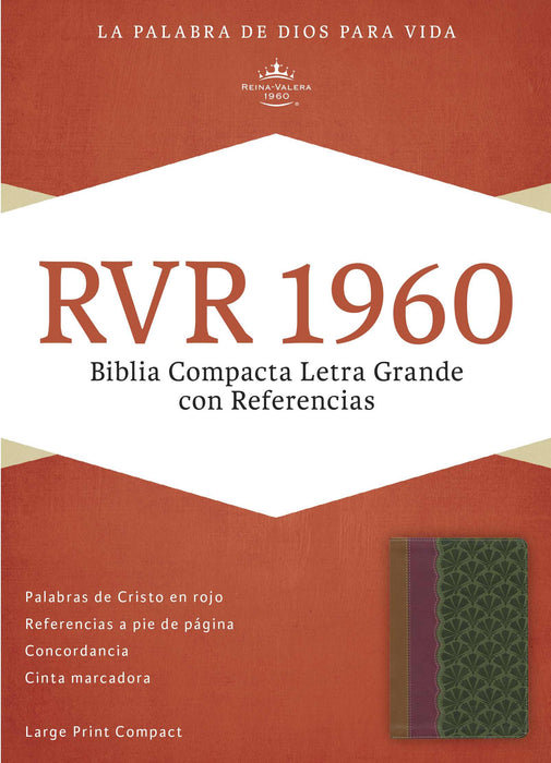 Span-RVR 1960 Large Print Compact Reference Bible-Brown/Plum/Jade LeatherTouch