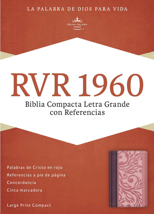 Span-RVR 1960 Large Print Compact Reference Bible-Blush/Wine LeatherTouch