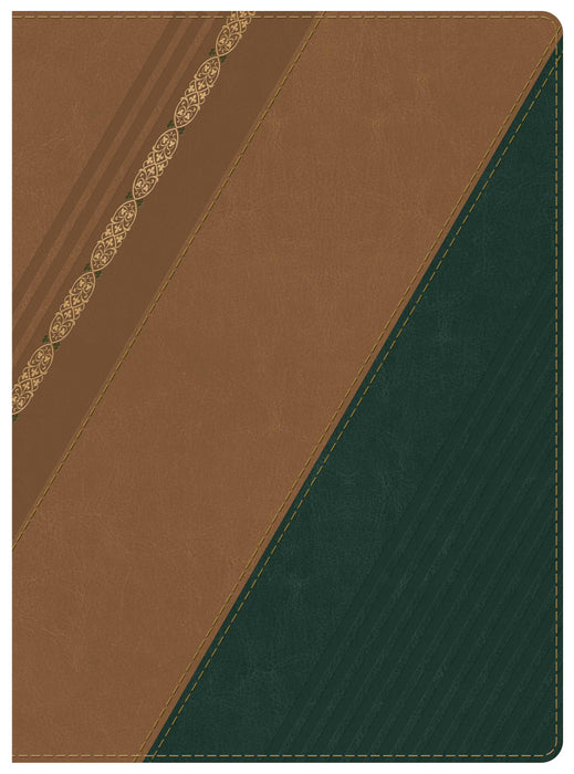 Span-RVR 1960 Holman Study Bible (Full Color)-Chestnut/Forest Green w/Filigree LeatherTouch