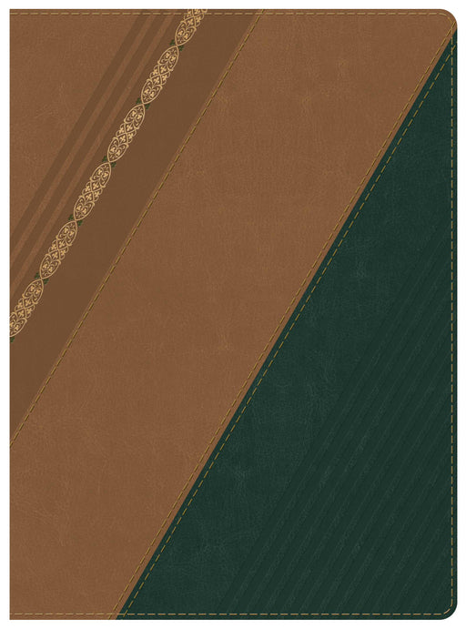 Span-RVR 1960 Holman Study Bible (Full Color)-Chestnut/Forest Green w/Filigree LeatherTouch Indexed