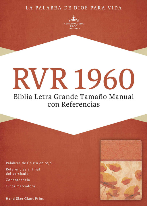 Span-RVR 1960 Hand Size Giant Print Bible-Damask/Coral LeatherTouch