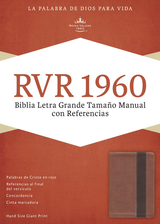 Span-RVR 1960 Hand Size Giant Print Bible-Copper/Dark Brown LeatherTouch