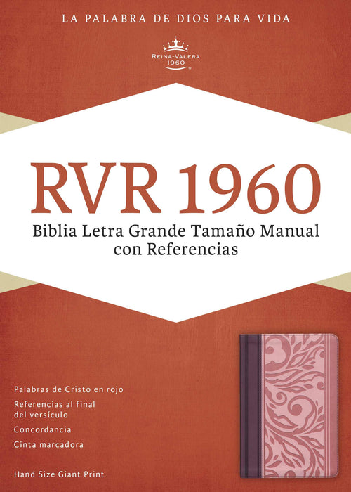 Span-RVR 1960 Hand Size Giant Print Bible-Blush/Wine LeatherTouch