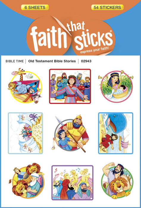 Sticker-Old Testament Bible Stories (6 Sheets) (Faith That Sticks)