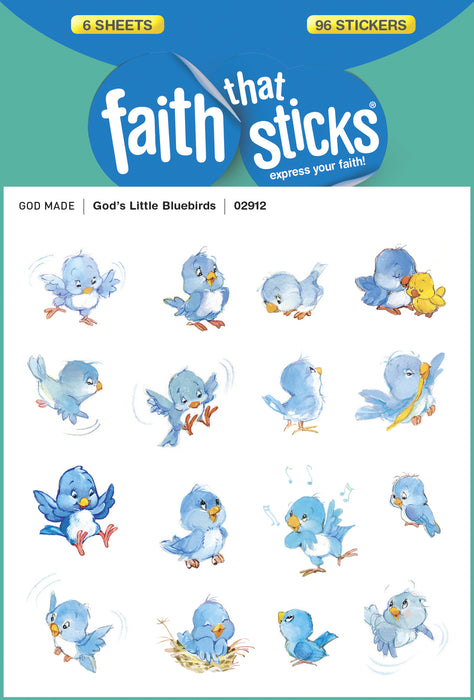 Sticker-God's Little Bluebirds (6 Sheets) (Faith That Sticks)