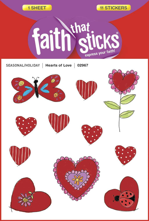 Sticker-Hearts Of Love (6 Sheets) (Faith That Sticks)