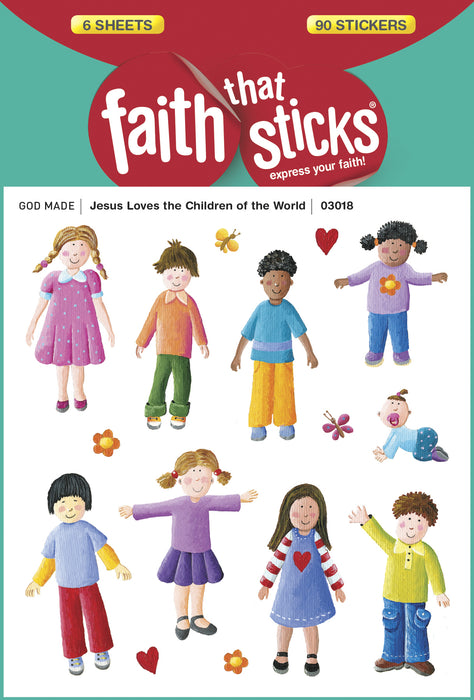 Sticker-Jesus Loves The Children Of The World (6 Sheets) (Faith That Sticks)