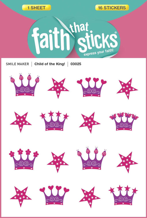 Sticker-Child Of The King! (6 Sheets) (Faith That Sticks)