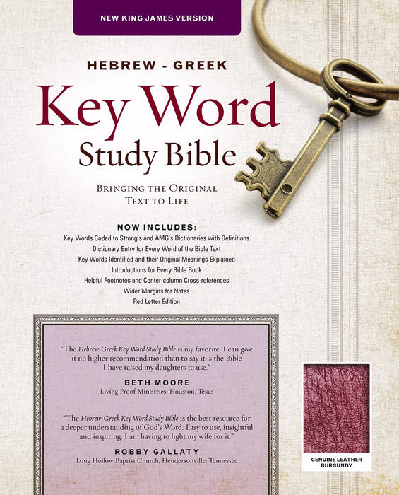 NKJV Hebrew-Greek Key Word Study-Burgundy Genuine Leather