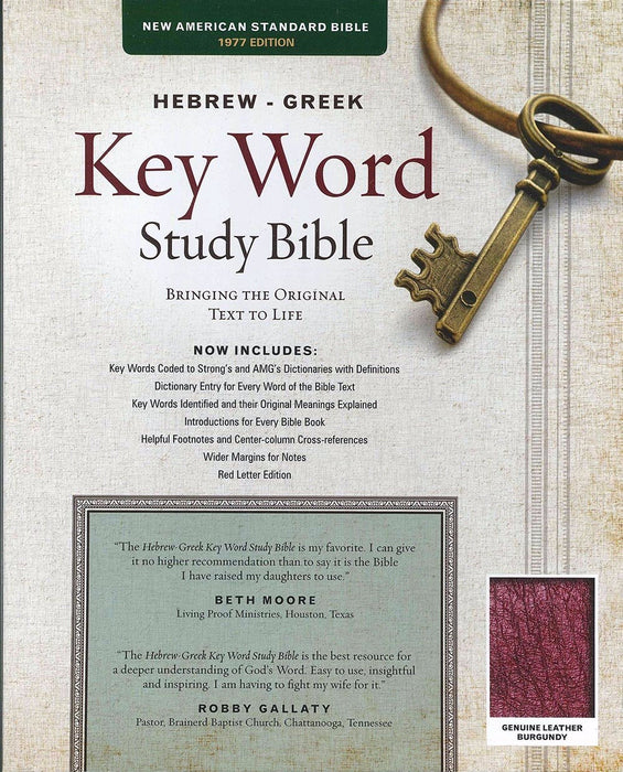 NASB Hebrew-Greek Key Word Study Bible-Burgundy Genuine Leather Indexed