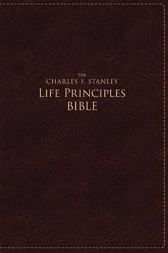 NASB Charles Stanley Life Principles Bible/Large Print-Rich Burgundy LeatherSoft