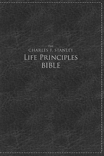 NKJV Charles Stanley Life Principles Bible/Large Print-Rich Black Leathersoft