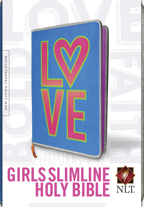 NLT2 Girls Slimline Bible-Blue/Neon LOVE Plush Fur