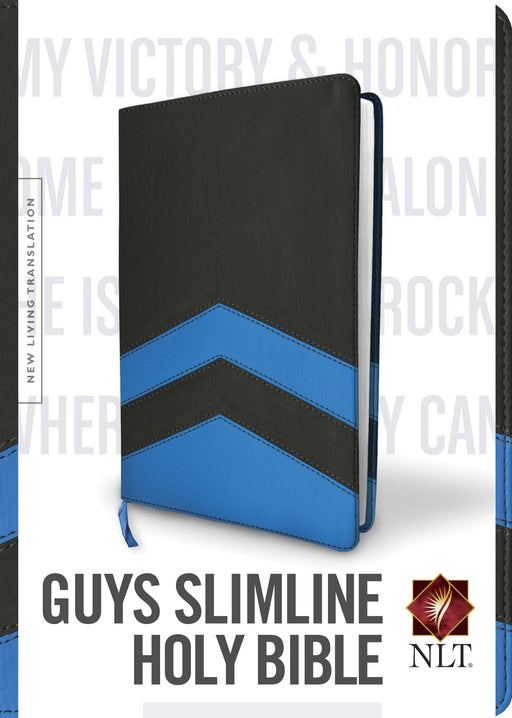 NLT2 Guys Slimline Bible-Charcoal/Blue Chevron TuTone LeatherLike