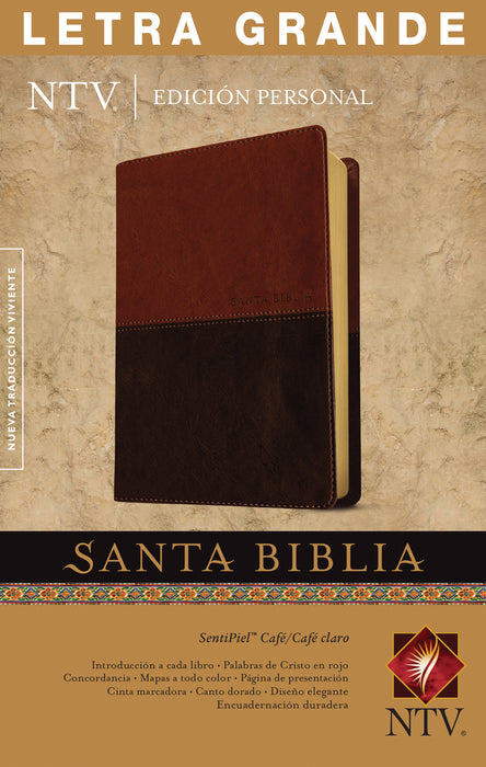 Span-NTV Personal Size Large Print Bible (Ediciu00f3n Personal Letra Grande)-Brown/Tan TuTone Indexed
