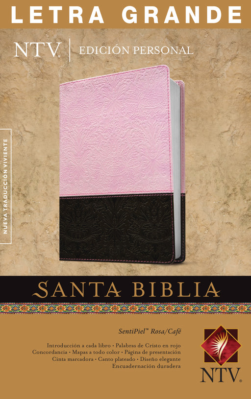 Span-NTV Personal Size Large Print Bible (Ediciu00f3n Personal Letra Grande)-Pink/Brown TuTone Indexed