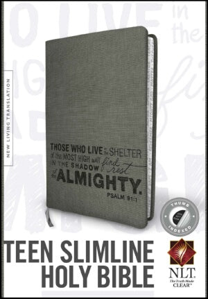 NLT2 Teen Slimline Bible/Pslam 91-Charcoal TuTone