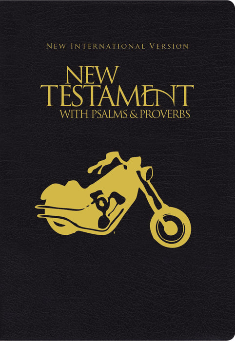 NIV New Testament With Psalms And Proverbs-Black W/Gold Motorcycle Softcover