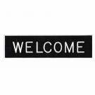 Badge-Welcome-Pin Back-Black w/White Lettering (5/8 x 2 1/4)-Plastic