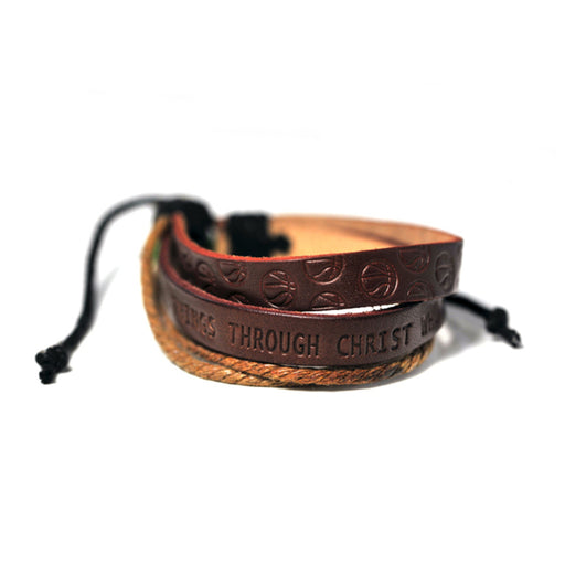 Bracelet-Basketball-I Can Do All Things-Leather