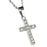 Necklace-Cross w/Crystals-(Stainless)-18" Chain