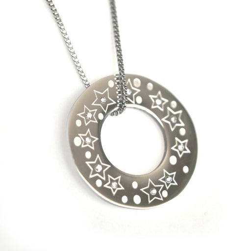 Necklace-True Friends Washer-22" Box Chain-(Stainless)