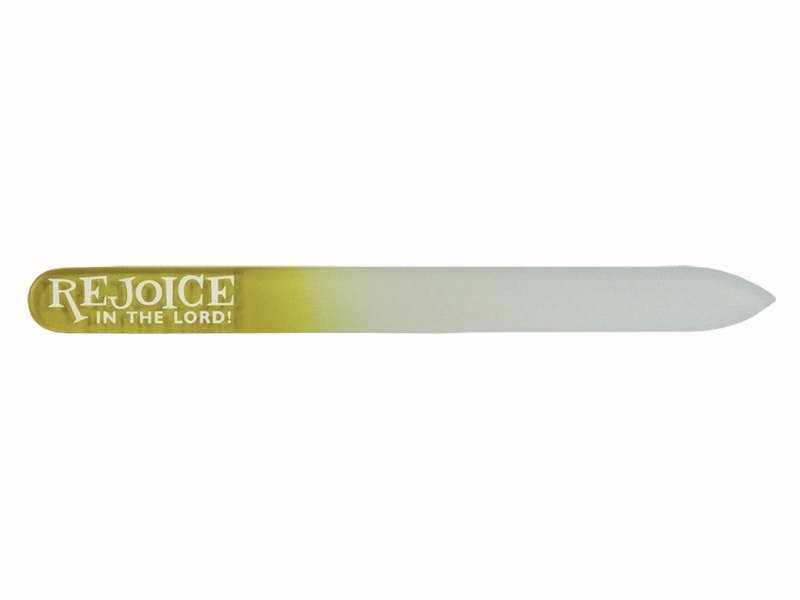 Fingernail File-Glass-Rejoice In The Lord!-Yellow (Pack Of 4) (Pkg-4)