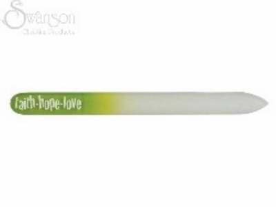 Fingernail File-Glass-Faith Hope Love-Green (Pack Of 4) (Pkg-4)