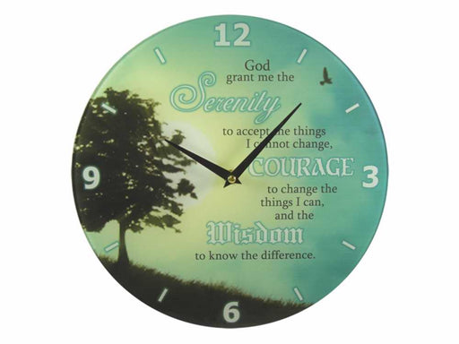 Clock-Serenity Courage Wisdom w/Glass Surface (11.75")