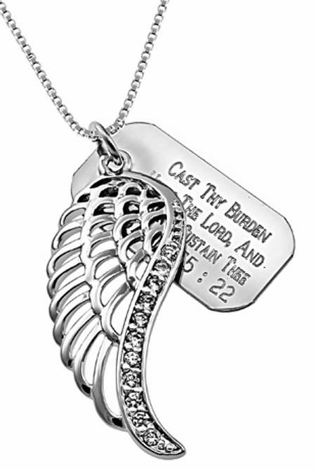 Necklace-Wing w/Tag-Silver (Girls)-16" Chain