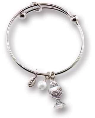 Bracelet-First Communion Bangle-Chalice (Silver)