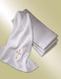 Towel-Baptismal-White w/Latin Cross-Small (16 x 26)