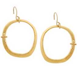 Earring-Cross On Hoop w/Gold Tone Wires-Gold Plated