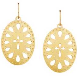 Earring-Cross Cut Out Oval w/Gold Tone Wires-Gold Plated