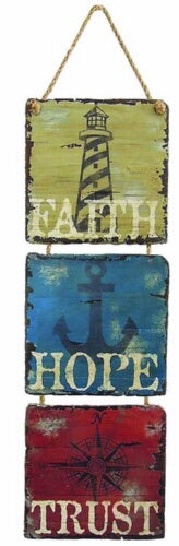 Wall Art-Nautical-Faith Hope Trust (23.5" x 7.5")