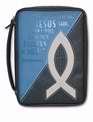 Bible Cover-Heat Stamp-Fishers Of Men-Blue-X Large
