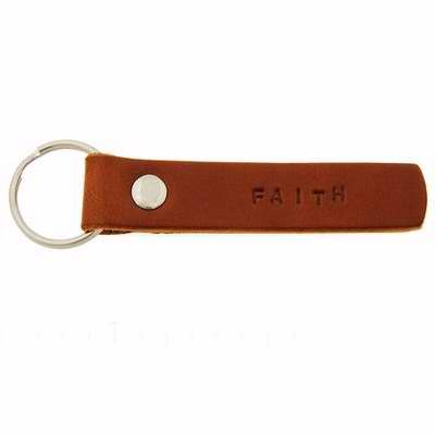 Key Chain-Faith-Brown Leather