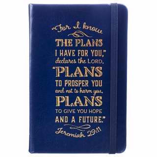 Notebook-FauxLeather-I Know The Plans-Blue w/Elastic Band Closure