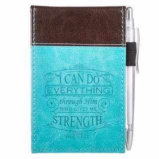 Notepad-Pocket-I Can Do Everything-LuxLeather-Teal w/Pen