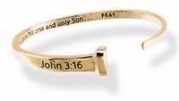 Bracelet-Nail Cuff/John 3:16-Gold Plated