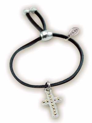 Bracelet-Pulled/With You Always w/Two Tone Textured Cross