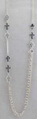 Necklace-Trinity Cross-Antique Silver Multi Chain (36")