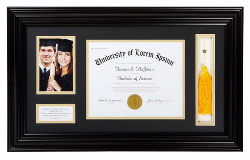 Frame-Wall-Graduation Keepsake For Photo/Tassel & Diploma (Jer 29:11)-Black (25 x 14.75)