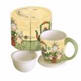 Tea Cup Set-Tea Time w/Cover & Steeper-Gift Boxed