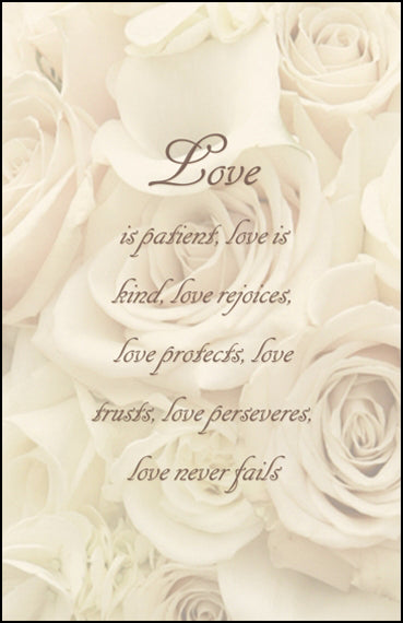 Bulletin-Love Is Patient Love Is Kind/Ivory Roses (Wedding) (Pack Of 100) (Pkg-100)