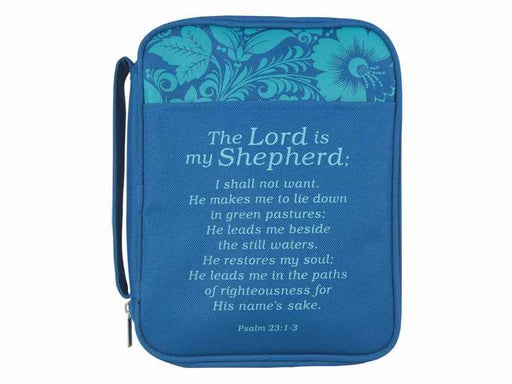 Bible Cover-Canvas-The Lord Is My Shepherd-Medium-Blue