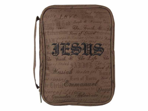 Bible Cover-Canvas-Names Of Jesus-Medium-Brown