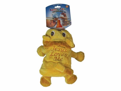 Baby Bottle Covers-Plush Lion w/Jesus Loves Me-Yellow (Approx 10" Long)