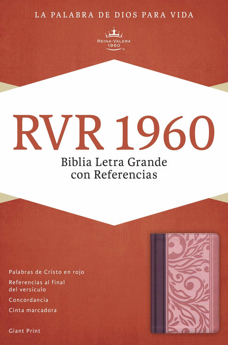 Span-RVR 1960 Giant Print Reference Bible-Blush/Wine LeatherTouch (Biblia Letra Grande Con Referencias)