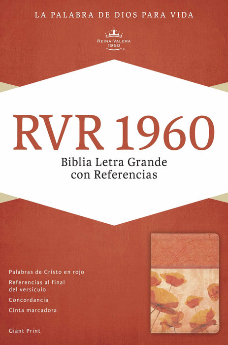 Span-RVR 1960 Giant Print Reference Bible-Damask/Coral LeatherTouch (Biblia Letra Grande Con Referencias)